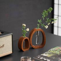 Vaso De Flores De Vidro E Madeira Para Plantas Hidropônicas, Decoração De Mesa Para O Dia Dos