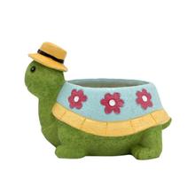 Vaso de flores, desenho animado, resina de tartaruga, decoração de vaso de plantas, 11 cm