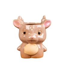 Vaso de flores em cerâmica fofo de desenho animado, animal criativo, 9 cm