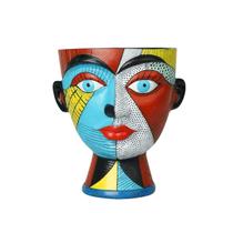 Vaso de flores em resina abstrata em forma de rosto colorido 17x17x21cm Vaso de flores em resina abstrata em forma de rosto colorido 17x17x21cm