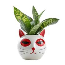 Vaso de flores Vaso moderno de resina para gatos para plantas animais 18,5 x 15,6 x 15,6 cm