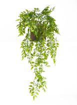Vaso de Madeira para Prateleira com Planta Artificial Caída Pendente