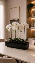 Vaso de Mesa Preto Vidro Plantas Luxo Decoração Vaso de Mesa Preto Vidro Plantas Luxo Decoração