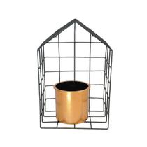 Vaso De Metal E Plástico Geo Forms House Cobre 19,5x13,2x30,2cm - Urban