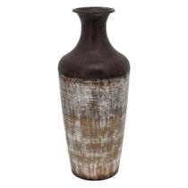 Vaso de metal rustico branco e marrom p Vaso de metal rustico branco e marrom p