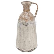 Vaso de metal rustico com ala branco e bege Vaso de metal rustico com ala branco e bege