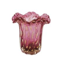 Vaso de Murano Pequeno Rosa Fucsia com Ouro 24K - Muranese
