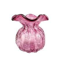 Vaso De Murano Rosa Italy 11X10Cm Trouxinha Decoração B