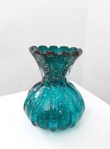 Vaso de Murano Verde com Pó de Ouro 16 cm