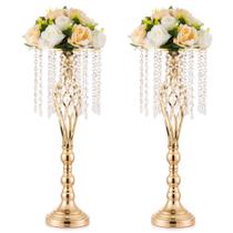 Vaso de ouro Inweder para peça central de casamento com cristais de candelabro Vaso de ouro Inweder para peça central de casamento com cristais de candelabro