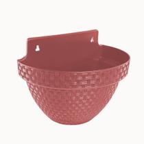 Vaso de Parede 3 Litros Meia Lua Rattan decorativo para plantas e folhagens jardim casa escritorio Terracota