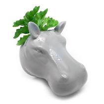 Vaso de Parede Cachepot Hipopótamo Cinza Cerâmica - L3 Store