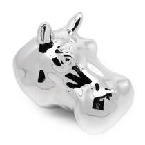 Vaso De Parede Cachepot Hipopótamo Prateado Porcelana