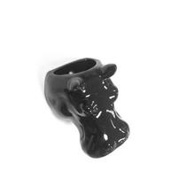 Vaso De Parede Cachepot Hipopótamo Preto Porcelana