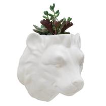 Vaso de Parede Cachepot Leão Branco Porcelana - L3 Store