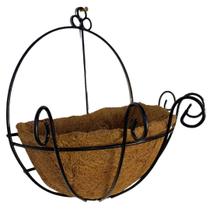 Vaso de Parede de Fibra de Coco 35cm de Plantas Meio Vaso - Verde Garden