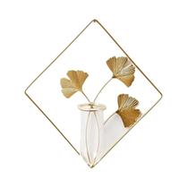 Vaso De Parede De Vidro Dourado Moderno Simples Ornamento De Jardim Em Ferro Alta Qualidade