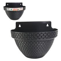Vaso De Parede Meia Lua Rattan 3 Litros Preto
