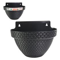 Vaso de Parede Meia Lua Rattan Médio 3L Anti Dengue Preto