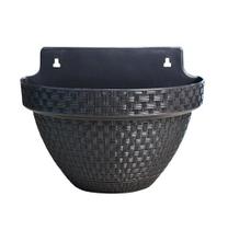 Vaso de Parede Meia Lua Rattan Preto com Prato Anti-Dengue 3 Litros Arqplast Vaso de Parede Meia Lua Rattan Preto com Prato Anti-Dengue 3 Litros Arqplast