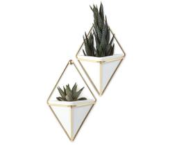 Vaso de Parede Trigg (2 un) pequeno Branco/Dourado Vaso de Parede Trigg (2 un) pequeno Branco/Dourado