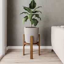 Vaso de Planta 29cm com Suporte em Madeira Tripé 40cm/55cm
