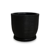 Vaso De Planta 45X50 + Prato Decorativo Polietileno Preto