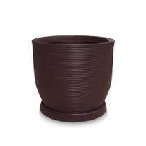 Vaso De Planta 45X50 + Prato Grande Luxo Polietileno Café