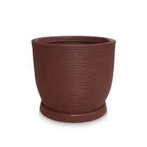 Vaso De Planta 45X50 + Prato Redondo Polietileno Chocolate