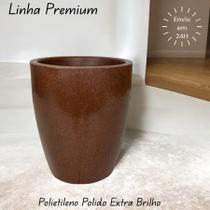 Vaso de planta decorativo coluna lisa brilhante ambientes internos e externos 49x33