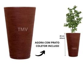 Vaso De Planta Decorativo Jardim Varanda Coluna N3-- Marrom