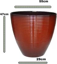 Vaso de Planta Grande 47cm Terracota Liso Auto Brilho Decorativo para Sala
