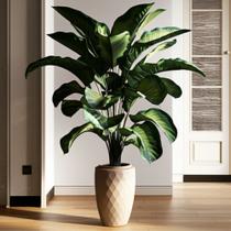 Vaso de Planta Luxo 12 litros Diamante Alto Resistente cor Areia Plastico Pequeno Jardim Plantas