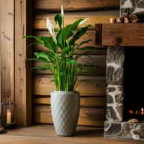 Vaso de Planta Luxo 40 litros Diamante Alto Resistente cor Cimento Plastico Grande Jardim Plantas