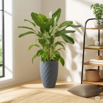 Vaso de Planta Luxo 63 litros Diamante Alto Resistente cor Cimento Plastico Grande Jardim Plantas