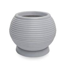 Vaso De Planta Oval Em Polietileno 30X40 + Prato Cinza Claro