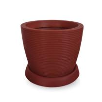 Vaso De Planta Pilão De Polietileno 30X30 + Prato Cerâmica