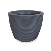 Vaso De Planta Pilão Redondo Decorativo R 30X40 Cinza Escuro