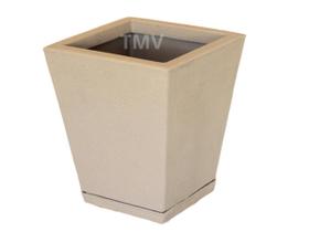 Vaso De Planta Polietileno Jardim Varanda Coluna Quadrada P -Bege