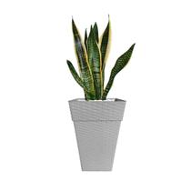 Vaso de Planta Polietileno Rattan Quadrado Pequeno Cinza 10L Decorativo