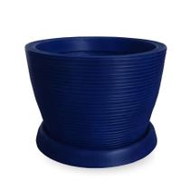 Vaso De Planta + Prato Pilão Decorativo R 30X40 Azul Marinho