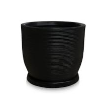 Vaso De Planta + Prato Redondo Largo Polietileno 60X56 Preto