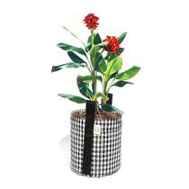 Vaso De Plantas 11 Litros De Tela Decoração Branco E Preto