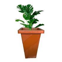 Vaso De Plantas Cachepot Polietileno Quadrado Marmorizado Pequeno Marrom 13L Decoração - Baitashop