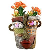 Vaso de plantas Midogaigai rosto abstrato colorido 15x18x19 cm Vaso de plantas Midogaigai rosto abstrato colorido 15x18x19 cm