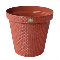 Vaso de Plantas Redondo com Prato Rattan 10 Litros Terra Cota Arqplast Vaso de Plantas Redondo com Prato Rattan 10 Litros Terra Cota Arqplast