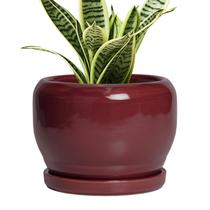 Vaso de plantas SQOWL Ceramic 15 cm vermelho com orifício de drenagem e pires Vaso de plantas SQOWL Ceramic 15 cm vermelho com orifício de drenagem e pires