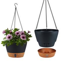 Vaso de plantas suspenso WIZROL, pacote com 2 para interior e exterior, 25 cm, cinza escuro