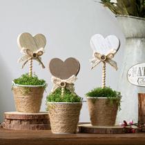 Vaso de plantas Treory Rustic Heart Decor para o Dia dos Namorados, 3 unidades