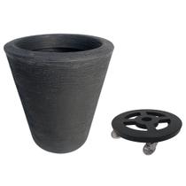 Vaso De Polietileno 38x33 + Suporte Com Rodas Para Decoração